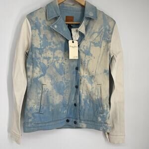 Joes Jacket Women’s Small Leather Sleeves Jean Easy Rider Denim Acid Wash
